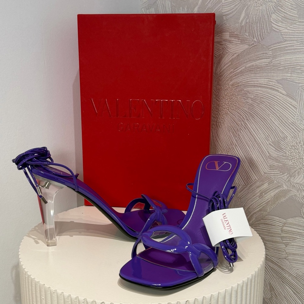 Valentino Garavani Purple Lace-Up Sandals with Clear Heel – New in Box - Picture 5 of 9